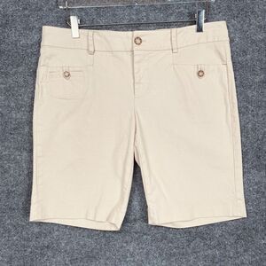 Sinclaire Shorts Womens 12 Khaki Beige Bermuda Cotton Spandex Stretch Boutique